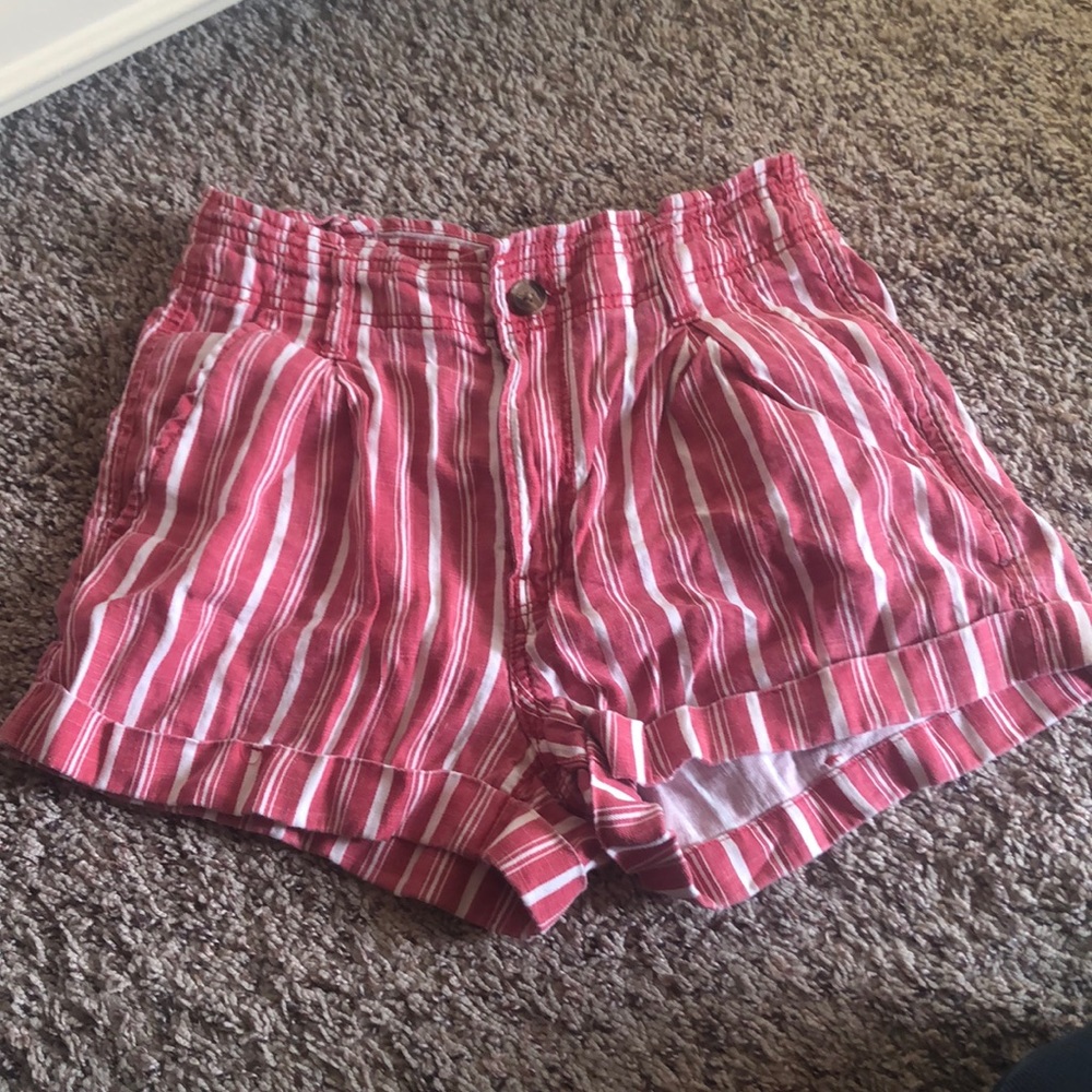 American Eagle high waist vertical striped shorts